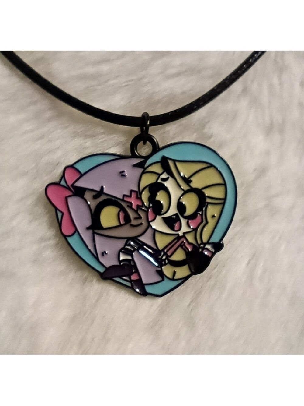2/$10 Hazbin Hotel Heart-Shaped Charlie And Vaggie Pendant Necklace